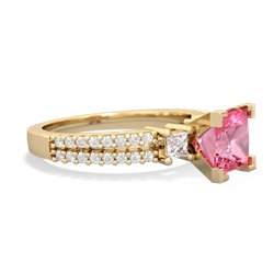 Lab Pink Sapphire Classic 6Mm Princess Engagement 14K Yellow Gold ring R26436SQ