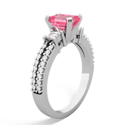Lab Pink Sapphire Classic 7X5mm Emerald-Cut Engagement 14K White Gold ring R26437EM