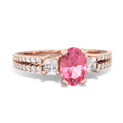 Lab Pink Sapphire Classic 7X5mm Oval Engagement 14K Rose Gold ring R26437VL