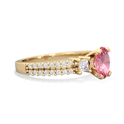 Lab Pink Sapphire Classic 7X5mm Oval Engagement 14K Yellow Gold ring R26437VL