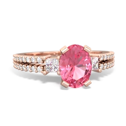 Lab Pink Sapphire Classic 8X6mm Oval Engagement 14K Rose Gold ring R26438VL