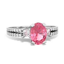 Lab Pink Sapphire Classic 8X6mm Oval Engagement 14K White Gold ring R26438VL