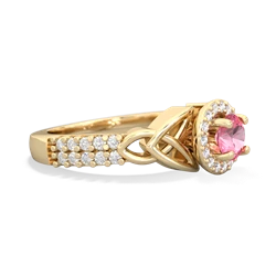 Lab Pink Sapphire Celtic Knot Halo 14K Yellow Gold ring R26445RH