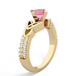 Lab Pink Sapphire Celtic Knot 5Mm Square Engagement 14K Yellow Gold ring R26445SQ