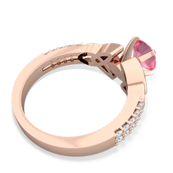 Lab Pink Sapphire Celtic Knot 6Mm Round Engagement 14K Rose Gold ring R26446RD