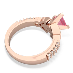 Lab Pink Sapphire Celtic Knot 6Mm Princess Engagement 14K Rose Gold ring R26446SQ