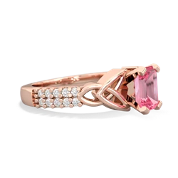 Lab Pink Sapphire Celtic Knot 7X5 Emerald-Cut Engagement 14K Rose Gold ring R26447EM