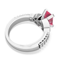 Lab Pink Sapphire Celtic Knot 8X6 Emerald-Cut Engagement 14K White Gold ring R26448EM