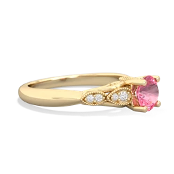 Lab Pink Sapphire Antique Elegance 14K Yellow Gold ring R3100