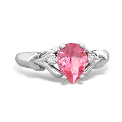 Lab Pink Sapphire Precious Pear 14K White Gold ring R0826