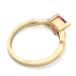Lab Pink Sapphire Trillion Twist 14K Yellow Gold ring R2104
