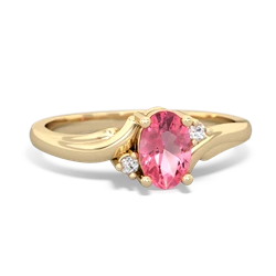 Lab Pink Sapphire Elegant Swirl 14K Yellow Gold ring R2173
