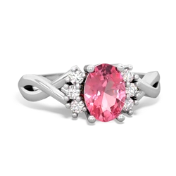 Lab Pink Sapphire Victorian Twist 14K White Gold ring R2497