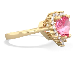 Lab Pink Sapphire Sparkling Halo Heart 14K Yellow Gold ring R0391