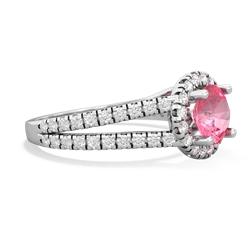Lab Pink Sapphire Pave Halo 14K White Gold ring R5490