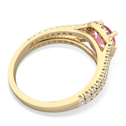 Lab Pink Sapphire Pave Halo 14K Yellow Gold ring R5490