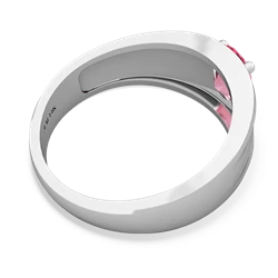 Lab Pink Sapphire Men's Two Lane 14K White Gold ring R0363