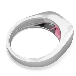 Lab Pink Sapphire Men's Emerald-Cut Bezel 14K White Gold ring R0410
