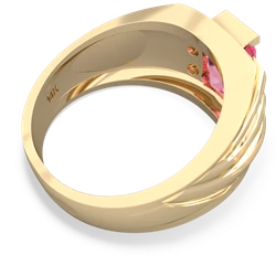 Lab Pink Sapphire Men's 9X7mm Emerald-Cut 14K Yellow Gold ring R1835