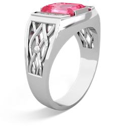 Lab Pink Sapphire Men's Vine 14K White Gold ring R0490