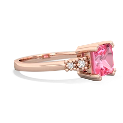 Lab Pink Sapphire Art Deco Princess 14K Rose Gold ring R2014