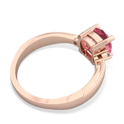 Lab Pink Sapphire Cushion Rope 14K Rose Gold ring R2484