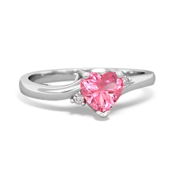Lab Pink Sapphire Delicate Heart 14K White Gold ring R0203
