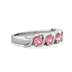 Lab Pink Sapphire Anniversary Band 14K White Gold ring R2089