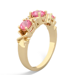 Lab Pink Sapphire Hugs And Kisses 14K Yellow Gold ring R5016