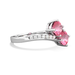 Lab Pink Sapphire Channel Set Two Stone 14K White Gold ring R5303