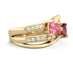 Lab Pink Sapphire Bowtie 14K Yellow Gold ring R2360