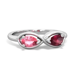 Lab Pink Sapphire Infinity 14K White Gold ring R5050