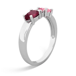Lab Pink Sapphire Pear Bowtie 14K White Gold ring R0865