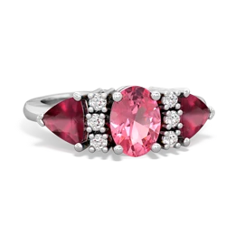 Lab Pink Sapphire Antique Style Three Stone 14K White Gold ring R2186