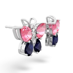 Lab Pink Sapphire Butterfly 14K White Gold earrings E2215