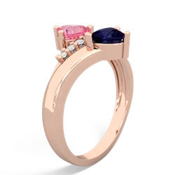 Lab Pink Sapphire Heart To Heart 14K Rose Gold ring R2064