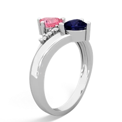 Lab Pink Sapphire Heart To Heart 14K White Gold ring R2064