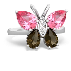 Lab Pink Sapphire Butterfly 14K White Gold ring R2215