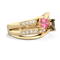 Lab Pink Sapphire Bowtie 14K Yellow Gold ring R2360