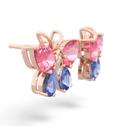 Lab Pink Sapphire Butterfly 14K Rose Gold earrings E2215