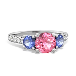 Lab Pink Sapphire Pave Trellis 14K White Gold ring R5500