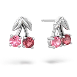 Lab Pink Sapphire Sweet Cherries 14K White Gold earrings E7001