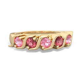 Lab Pink Sapphire Anniversary Band 14K Yellow Gold ring R2089