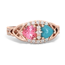 Lab Pink Sapphire Sparkling Celtic Knot 14K Rose Gold ring R2645