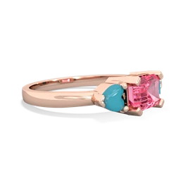 Lab Pink Sapphire Three Stone 14K Rose Gold ring R5235