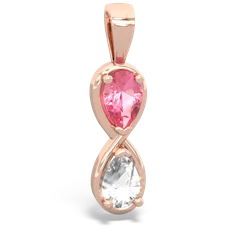 Lab Pink Sapphire Infinity 14K Rose Gold pendant P5050