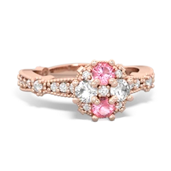 Lab Pink Sapphire Sparkling Tiara Cluster 14K Rose Gold ring R26293RD