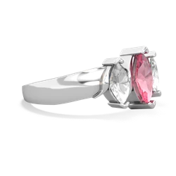 Lab Pink Sapphire Three Peeks 14K White Gold ring R2433