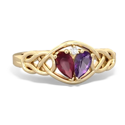 Ruby Celtic Love Knot 14K Yellow Gold ring R5420