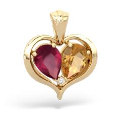 Ruby Two Become One 14K Yellow Gold pendant P5330